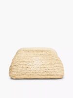 TOMMY HILFIGER Script Monogram Raffia Clutch IN NATURAL RAFFIA