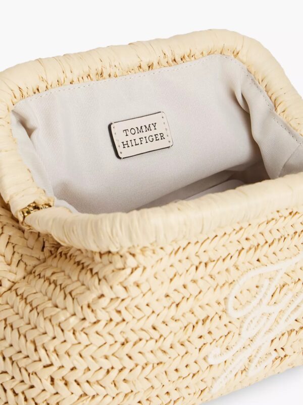 TOMMY HILFIGER Script Monogram Raffia Clutch IN NATURAL RAFFIA