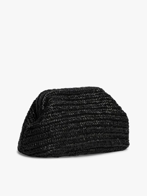 TOMMY HILFIGER Script Monogram Raffia Clutch IN BLACK RAFFIA