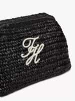 TOMMY HILFIGER Script Monogram Raffia Clutch IN BLACK RAFFIA