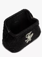 TOMMY HILFIGER Script Monogram Raffia Clutch IN BLACK RAFFIA