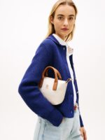 TOMMY HILFIGER TH Monogram Crossbody MICRO Tote Bag IN SOFT CREAM