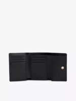 Tommy Hilfiger Monogram Clasp Pebbled Trifold Wallet IN bLACK