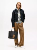 TOMMY HILFIGER Monogram Logo Satchel Bag IN BLACK