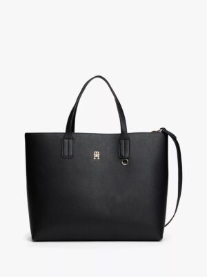 TOMMY HILFIGER Monogram Logo Satchel Bag IN BLACK