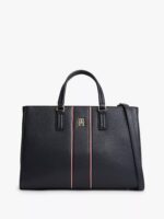 TOMMY HILFIGER Signature Stripe Satchel Bag IN NAVY BLUE