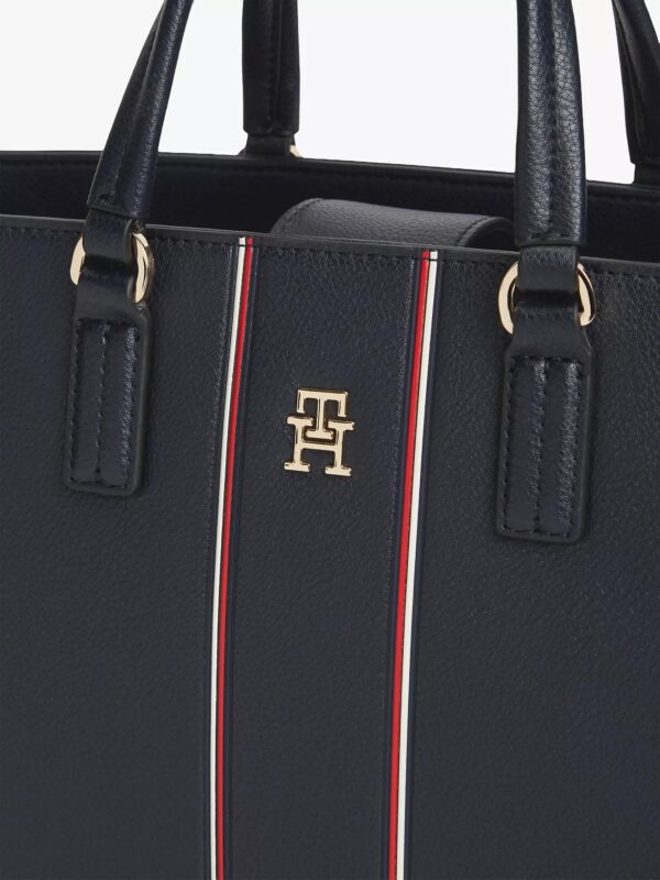 TOMMY HILFIGER Signature Stripe Satchel Bag IN NAVY BLUE