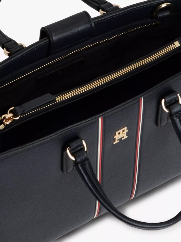 TOMMY HILFIGER Signature Stripe Satchel Bag IN NAVY BLUE