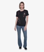 KARL LAGERFELD PARIS CORNER HEARTS TEE WOMEN'S TSHIRT IN BLACK