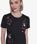 KARL LAGERFELD PARIS CORNER HEARTS TEE WOMEN'S TSHIRT IN BLACK