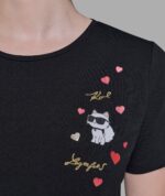 KARL LAGERFELD PARIS CORNER HEARTS TEE WOMEN'S TSHIRT IN BLACK