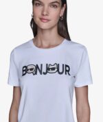 KARL LAGERFELD BONJOUR TWO CHARACTERS TSHIRT IN WHITE