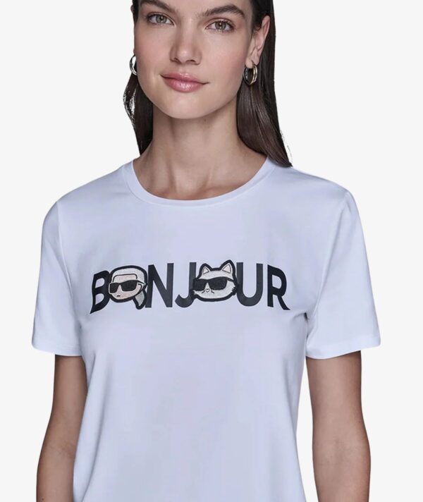 KARL LAGERFELD BONJOUR TWO CHARACTERS TSHIRT IN WHITE