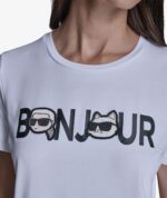 KARL LAGERFELD BONJOUR TWO CHARACTERS TSHIRT IN WHITE