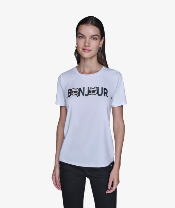KARL LAGERFELD BONJOUR TWO CHARACTERS TSHIRT IN WHITE