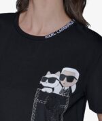 KARL LAGERFELD DUO POCKET CHARACTERS TSHIRT IN BLACK