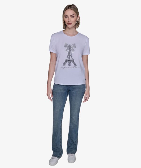 KARL LAGERFELD EIFFEL TOWER BOW TSHIRT IN WHITE
