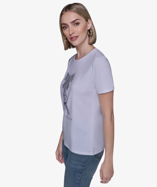 KARL LAGERFELD EIFFEL TOWER BOW TSHIRT IN WHITE