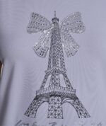 KARL LAGERFELD EIFFEL TOWER BOW TSHIRT IN WHITE