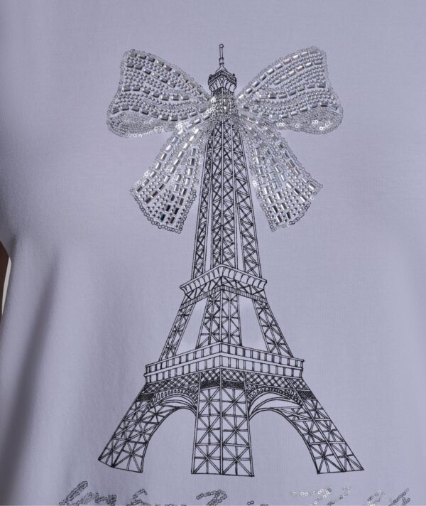 KARL LAGERFELD EIFFEL TOWER BOW TSHIRT IN WHITE