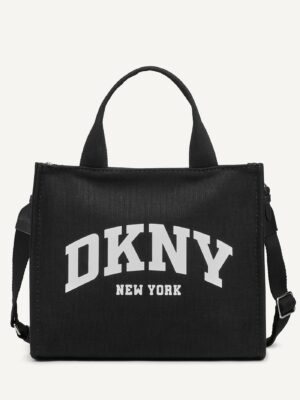 DKNY HADLEE MEDIUM LOGO TOTE in BLACK