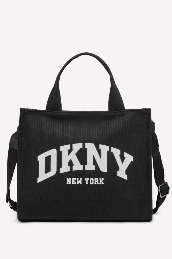 DKNY HADLEE MEDIUM LOGO TOTE in BLACK