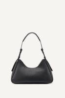 DKNY Nell Logo Embossed Shoulder Bag with Logo Charm in black