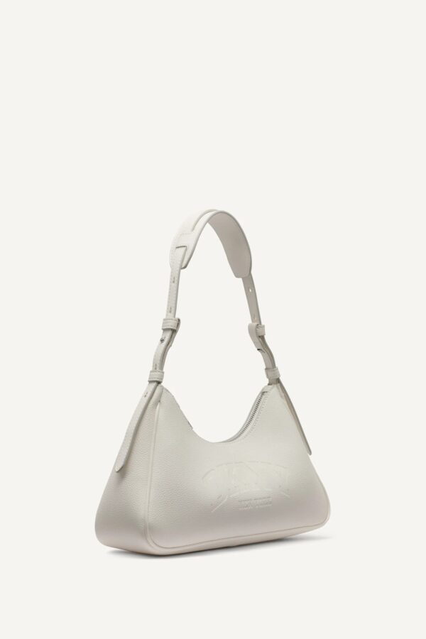 DKNY Nell Logo Embossed Shoulder Bag with Logo Charm in white