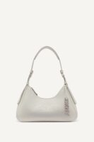 DKNY Nell Logo Embossed Shoulder Bag with Logo Charm in white