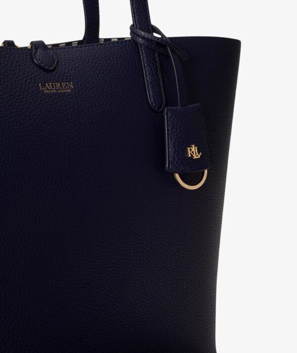 Ralph Lauren Reversible Medium Tote In Navy reversible to striped with Wristlet
