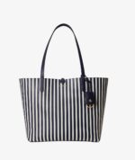 Ralph Lauren Reversible Medium Tote In Navy reversible to striped with Wristlet