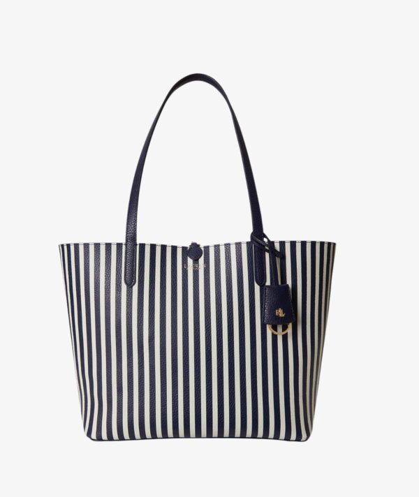 Ralph Lauren Reversible Medium Tote In Navy reversible to striped with Wristlet