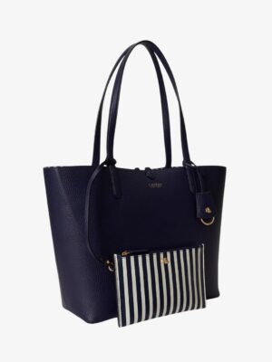 Ralph Lauren Reversible Medium Tote In Navy reversible to striped with Wristlet