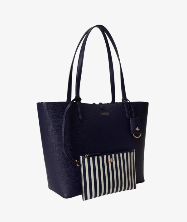 Ralph Lauren Reversible Medium Tote In Navy reversible to striped with Wristlet