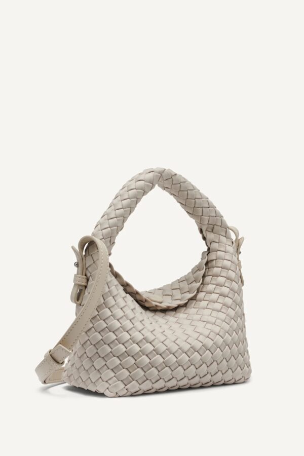 DKNY WOVEN SMALL CROSSBODY BAG IN LIGHT TAUPE