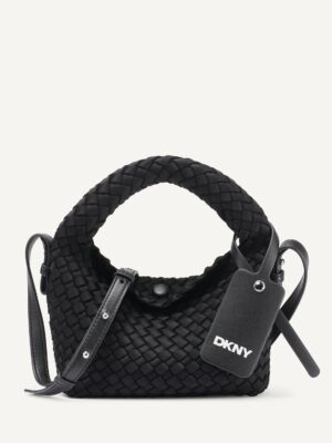 DKNY WOVEN SMALL CROSSBODY BAG IN BLACK