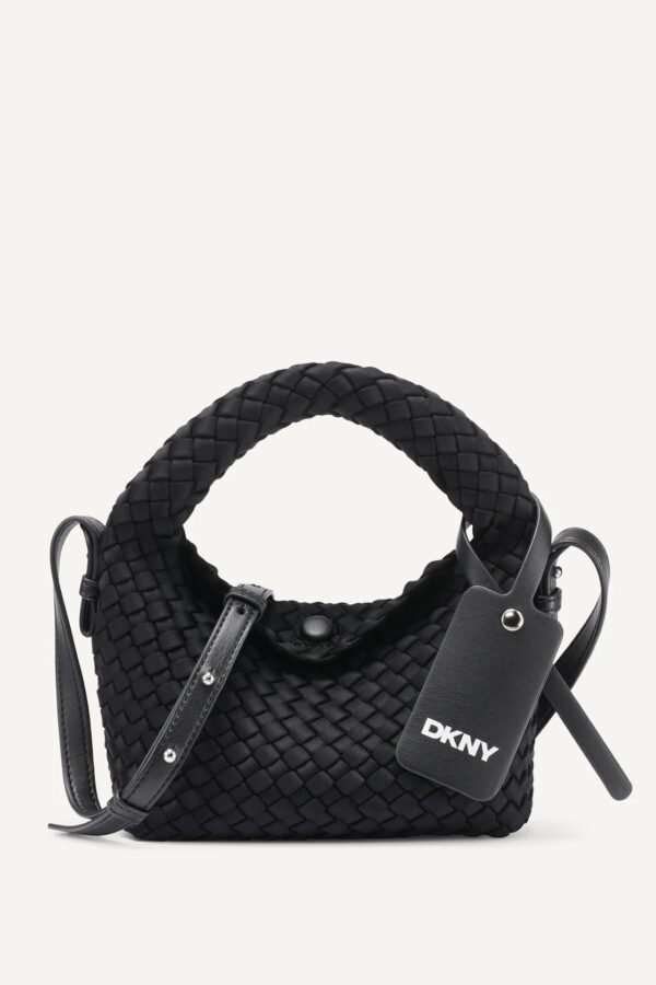 DKNY WOVEN SMALL CROSSBODY BAG IN BLACK