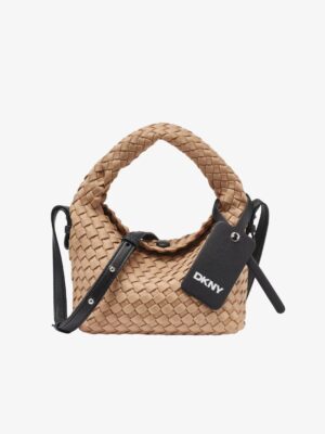 DKNY WOVEN SMALL CROSSBODY BAG IN RAFFIA