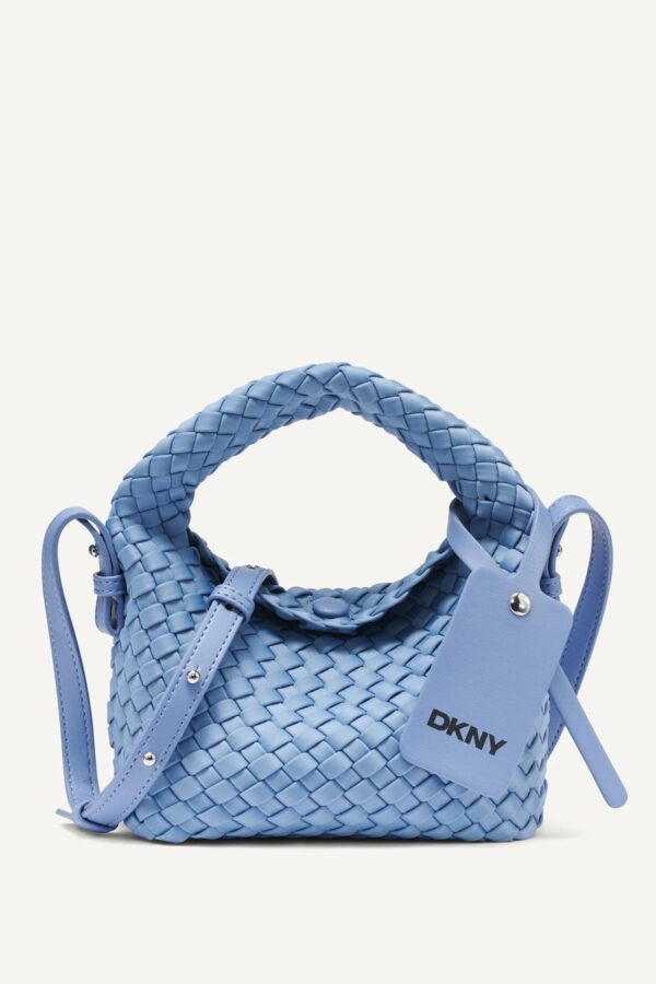 DKNY WOVEN SMALL CROSSBODY BAG IN BLUE