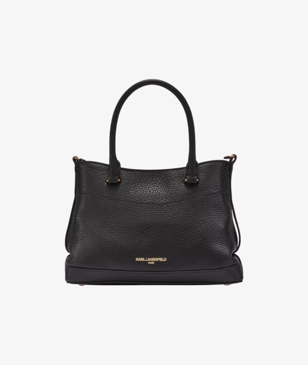 KARL LAGERFELD LEATHER SMALL SATCHEL & CROSSBODY BAG WITH CHARMS IN BLACK