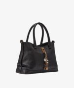 KARL LAGERFELD LEATHER SMALL SATCHEL & CROSSBODY BAG WITH CHARMS IN BLACK