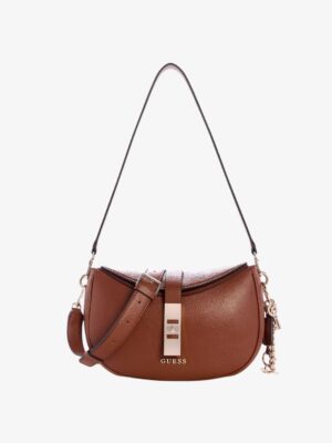 GUESS Brooke Small Tab Closure Shoulder Bag IN COGNAC