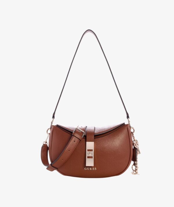 GUESS Brooke Small Tab Closure Shoulder Bag IN COGNAC