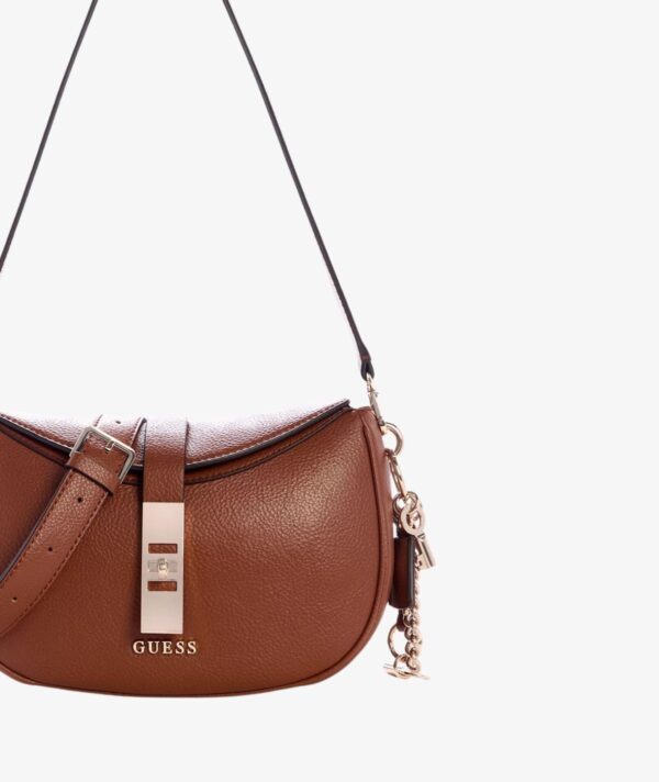 GUESS Brooke Small Tab Closure Shoulder Bag IN COGNAC