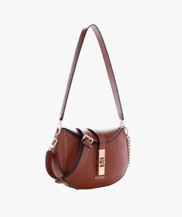 GUESS Brooke Small Tab Closure Shoulder Bag IN COGNAC
