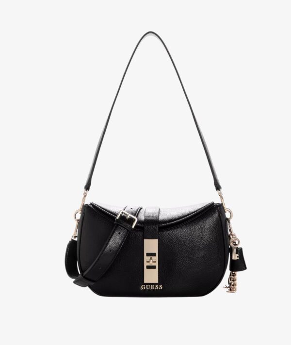 GUESS Brooke Small Tab Closure Shoulder Bag IN BLACK
