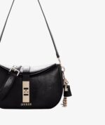 GUESS Brooke Small Tab Closure Shoulder Bag IN BLACK