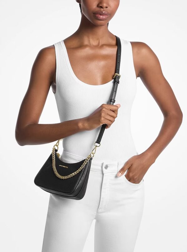 MICHAEL KORS Small Pebbled Leather Convertible Crossbody Bag in Black