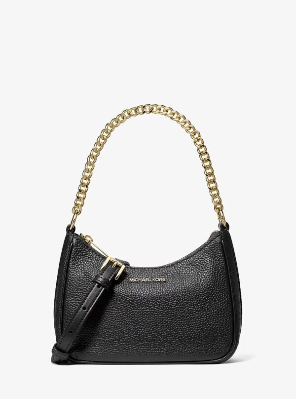 MICHAEL KORS Small Pebbled Leather Convertible Crossbody Bag in Black