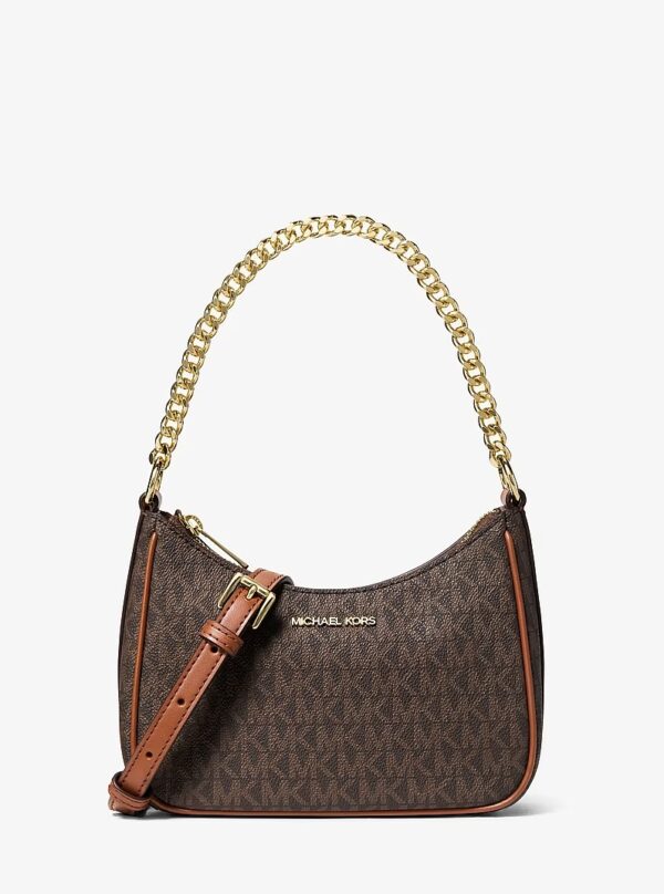 MICHAEL KORS Small Pebbled Leather Convertible Crossbody Bag in signature brown
